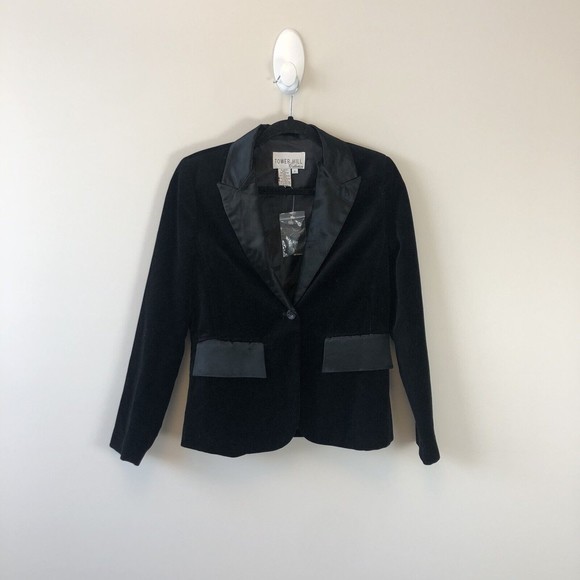 Vintage Tower Hill Collection Black Velvet Tuxedo Blazer Jacket Size XS/S NWOT’s - Picture 11 of 11
